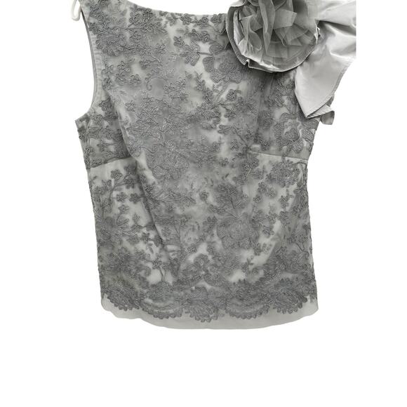 Pauw Amsterdam Gray Lace Top Rosette Shoulder Sleeveless Size 1 US Small - Picture 4 of 13